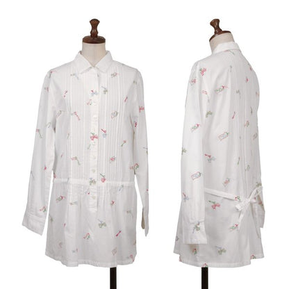 Mademoiselle NON NON Key Embroidery Pintuck Blouse Size 38M