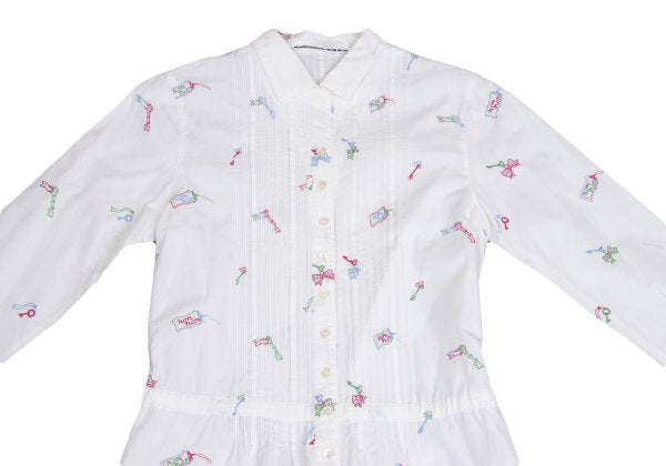 Mademoiselle NON NON Key Embroidery Pintuck Blouse Size 38M
