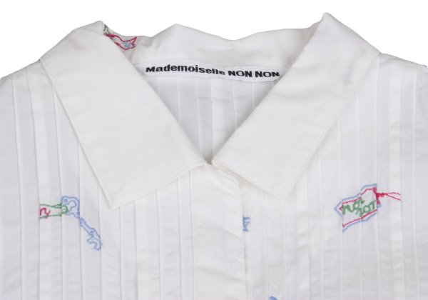 Mademoiselle NON NON Key Embroidery Pintuck Blouse Size 38M