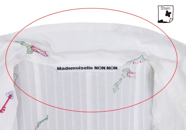 Mademoiselle NON NON Key Embroidery Pintuck Blouse Size 38M