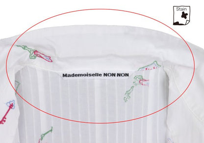 Mademoiselle NON NON Key Embroidery Pintuck Blouse Size 38M