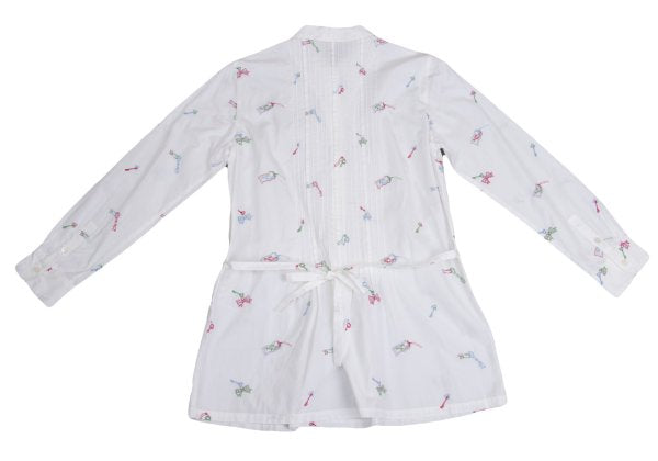 Mademoiselle NON NON Key Embroidery Pintuck Blouse Size 38M