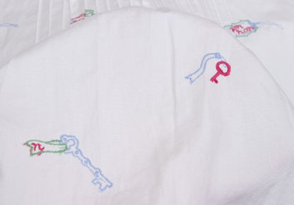 Mademoiselle NON NON Key Embroidery Pintuck Blouse Size 38M