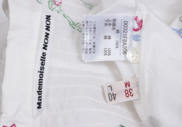 Mademoiselle NON NON Key Embroidery Pintuck Blouse Size 38M