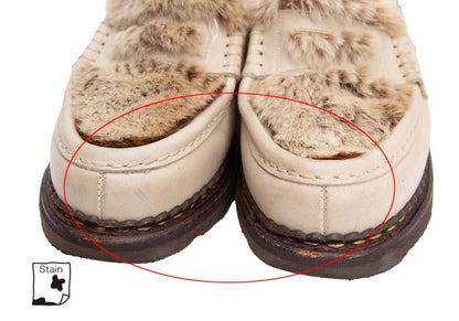Paraboot ORSAY LAPIN Rabbit Fur Loafer Shoes Beige Boots Size 22CM