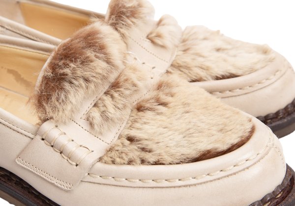 Paraboot ORSAY LAPIN Rabbit Fur Loafer Shoes Beige Boots Size 22CM