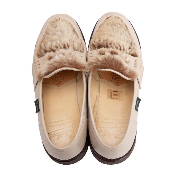 Paraboot ORSAY LAPIN Rabbit Fur Loafer Shoes Beige Boots Size 22CM