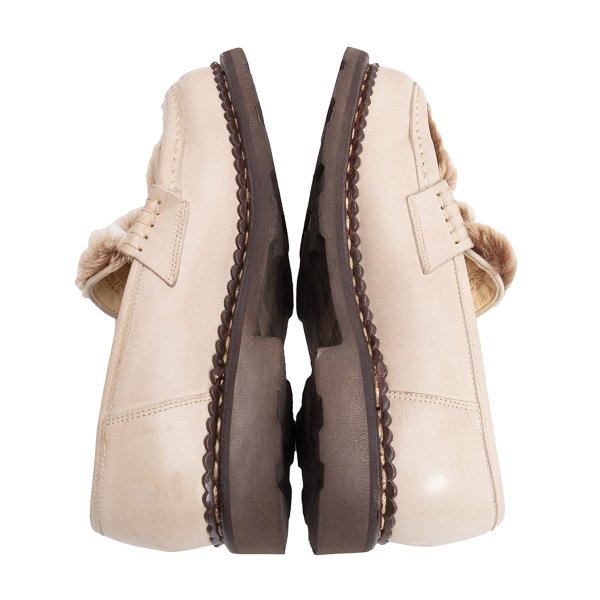Paraboot ORSAY LAPIN Rabbit Fur Loafer Shoes Beige Boots Size 22CM
