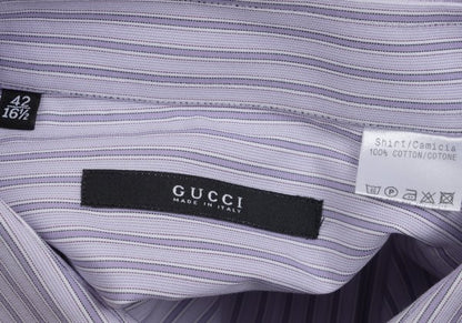 GUCCI Purple Cotton Stripe Shirt Size 42