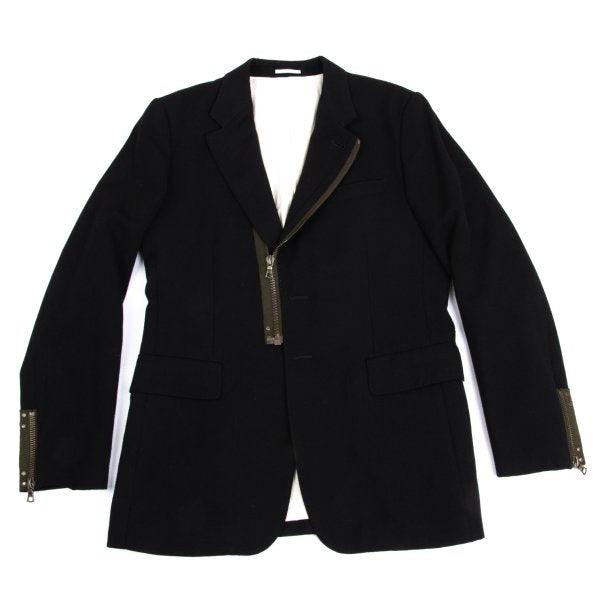 Paul Smith Wool Zip Design Blazer Black Size XL
