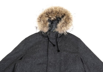 Paul Smith PS Wool Cashmere Raccoon Fur Coat Gray Size XL