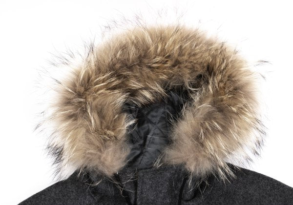 Paul Smith PS Wool Cashmere Raccoon Fur Coat Gray Size XL