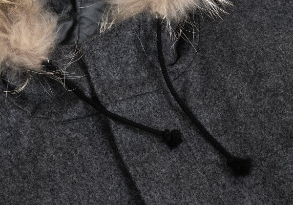 Paul Smith PS Wool Cashmere Raccoon Fur Coat Gray Size XL