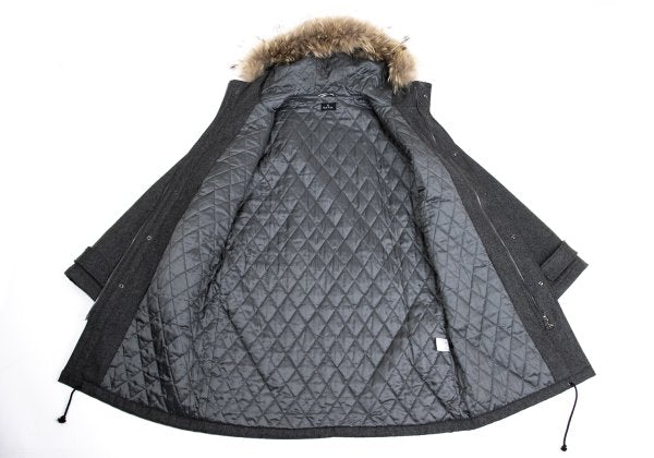 Paul Smith PS Wool Cashmere Raccoon Fur Coat Gray Size XL