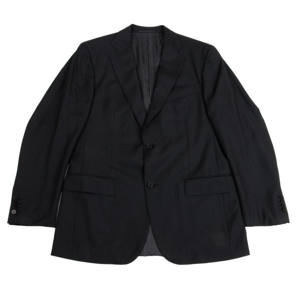 Ermenegildo Zegna Black Wool Shadow Stripe 2B Jacket Size 50