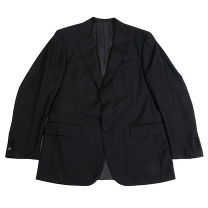Ermenegildo Zegna Black Wool Shadow Stripe 2B Jacket Size 50