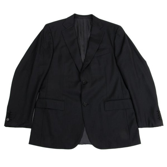 Ermenegildo Zegna Black Wool Shadow Stripe 2B Jacket Size 50