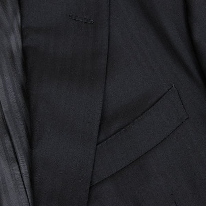 Ermenegildo Zegna Black Wool Shadow Stripe 2B Jacket Size 50