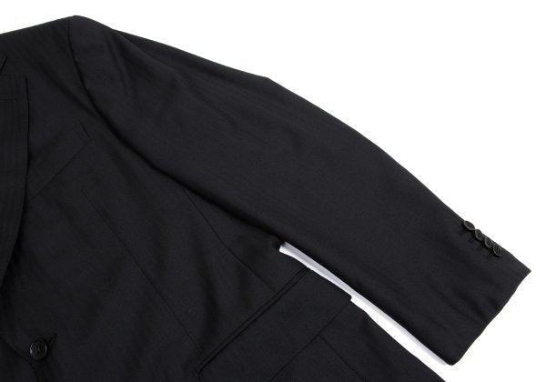 Ermenegildo Zegna Black Wool Shadow Stripe 2B Jacket Size 50