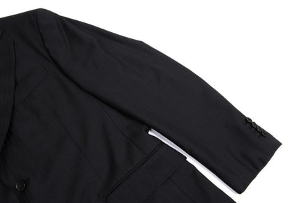 Ermenegildo Zegna Black Wool Shadow Stripe 2B Jacket Size 50