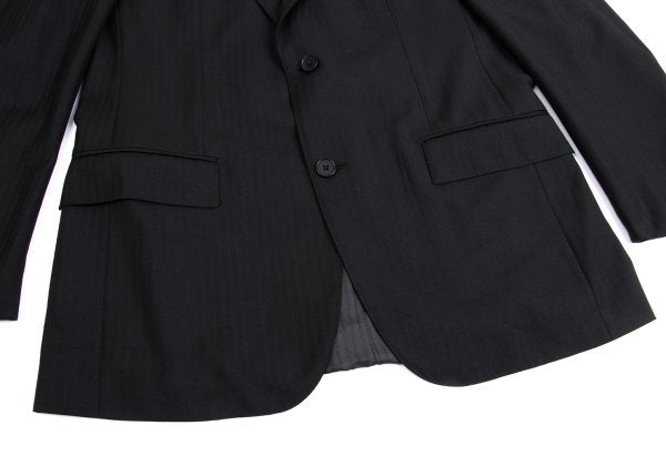 Ermenegildo Zegna Black Wool Shadow Stripe 2B Jacket Size 50