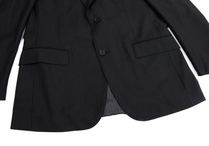 Ermenegildo Zegna Black Wool Shadow Stripe 2B Jacket Size 50