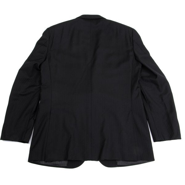 Ermenegildo Zegna Black Wool Shadow Stripe 2B Jacket Size 50
