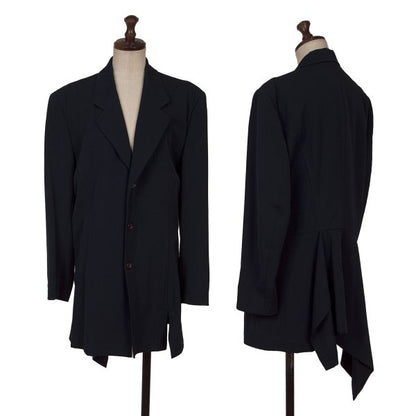 COMME des GARCONS Wool Draped Back Hem Jacket Blue Size M