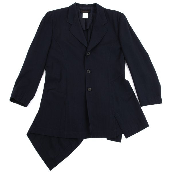 COMME des GARCONS Wool Draped Back Hem Jacket Blue Size M