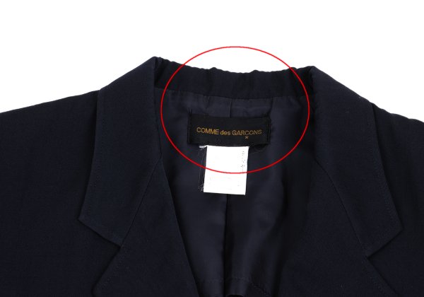 COMME des GARCONS Wool Draped Back Hem Jacket Blue Size M