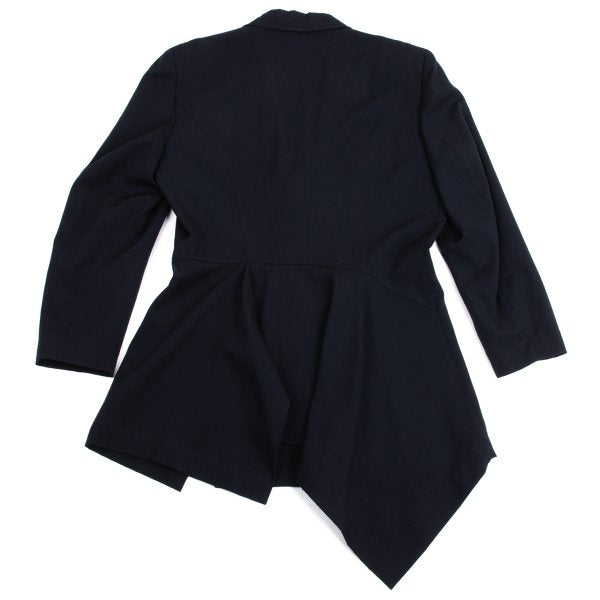 COMME des GARCONS Wool Draped Back Hem Jacket Blue Size M