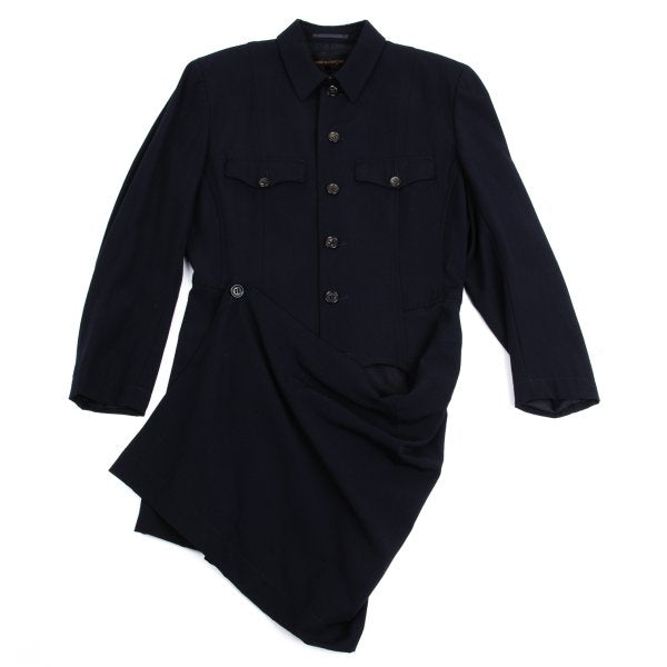 COMME des GARCONS Wool Hem Wrap Jacket Navy Blue Size M