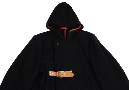 Schott Melton Hooded Half Coat Black Size 36