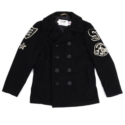 Schott Wool Nylon Patch P-Coat Black Size 38