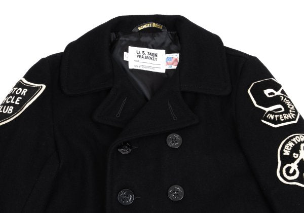 Schott Wool Nylon Patch P-Coat Black Size 38