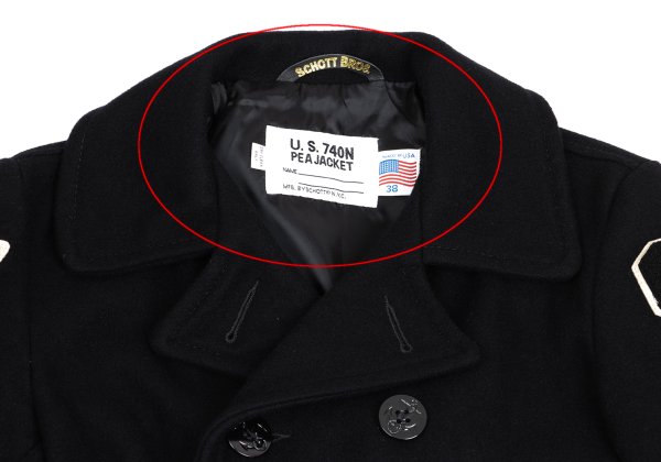 Schott Wool Nylon Patch P-Coat Black Size 38