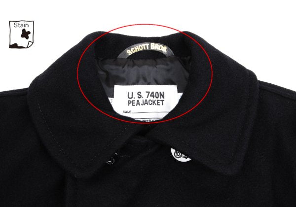 Schott Wool Nylon Patch P-Coat Black Size 38