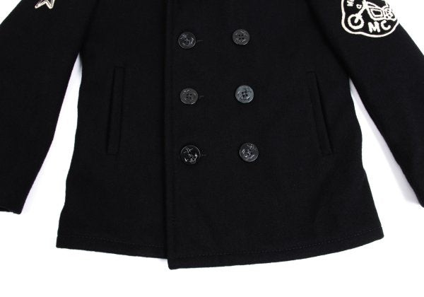 Schott Wool Nylon Patch P-Coat Black Size 38