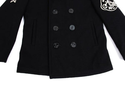 Schott Wool Nylon Patch P-Coat Black Size 38