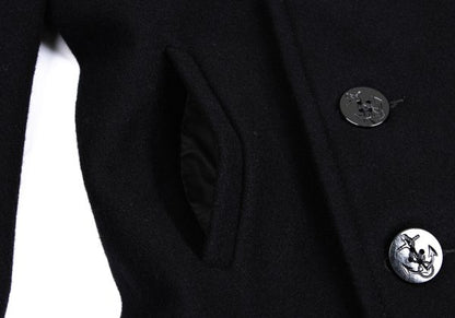Schott Wool Nylon Patch P-Coat Black Size 38