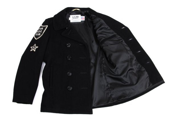 Schott Wool Nylon Patch P-Coat Black Size 38