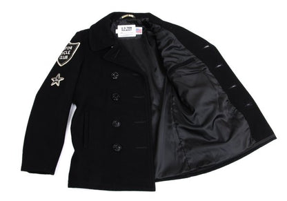 Schott Wool Nylon Patch P-Coat Black Size 38