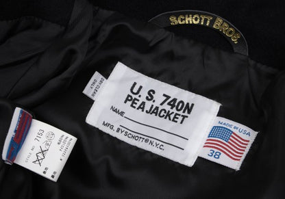 Schott Wool Nylon Patch P-Coat Black Size 38