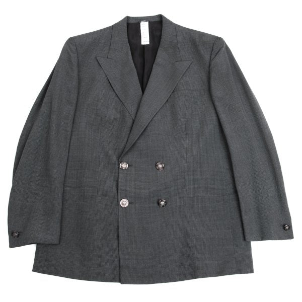 GIANNI VERSACE Silk Glen Check DB Jacket Gray Size 54