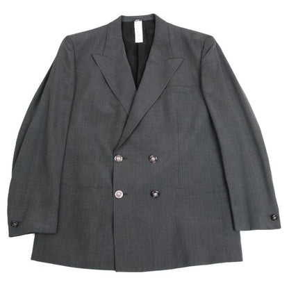 GIANNI VERSACE Silk Glen Check DB Jacket Gray Size 54