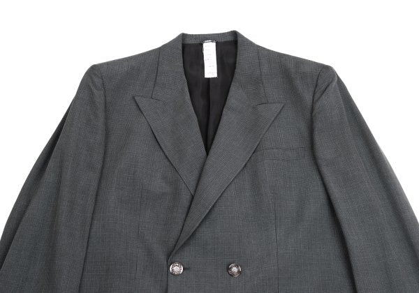 GIANNI VERSACE Silk Glen Check DB Jacket Gray Size 54