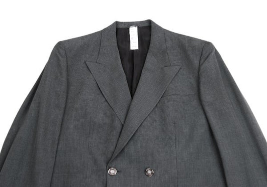 GIANNI VERSACE Silk Glen Check DB Jacket Gray Size 54