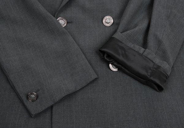 GIANNI VERSACE Silk Glen Check DB Jacket Gray Size 54