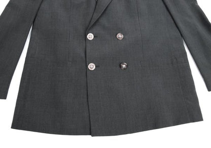 GIANNI VERSACE Silk Glen Check DB Jacket Gray Size 54