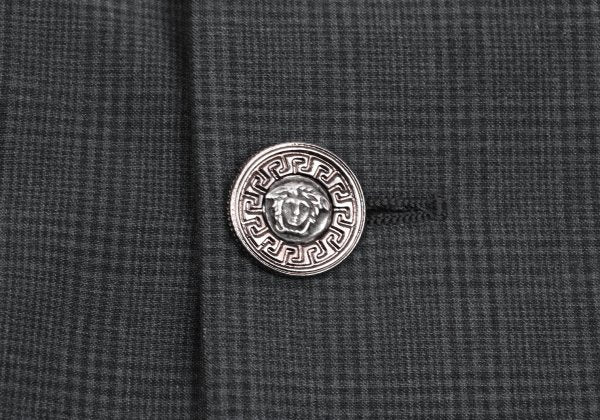 GIANNI VERSACE Silk Glen Check DB Jacket Gray Size 54